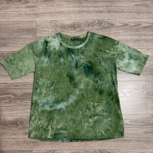 Popular 21 Green Tie Dye Short Sleeve Relaxed T-Shirt Womens Small Hippie Boho